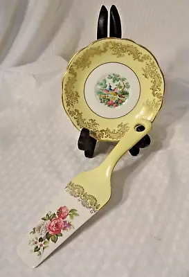 Vintage Old Foley Bone China Peacock Pattern Saucer And Cake Server • $14.95