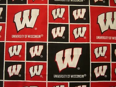 £16.67 • Buy UNIVERSITY OF WISCONSIN BADGERS COTTON FABRIC 10 X44  FreeShip Mask MoreThan1/4y
