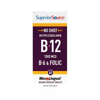 Superior Source B-12 Methylcobalamin With B-6 & Folic Acid 1000 Mcg 60 Tabs • $14.97