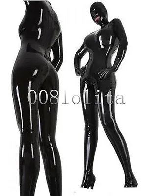 100%Latex Rubber Black Sexy Bodysuit Hood Tights Full-body Catsuit Size XS~XXL • £72.78