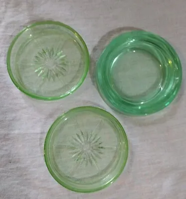 Vintage Federal Green Depression Glass Coasters And One Furniture Coaster • $12.99