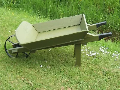 Old Vintage Wooden Wheelbarrow Garden Planter  With Forged  Metal Wheel • £69