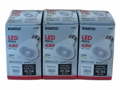 3 Pack Satco Light Bulbs S9386 LED PAR16 4.5W/45W Replacement 3000k 360 Lumen  • $27.99