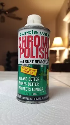 Vintage 80's Turtle Wax Chrome Polish Advertising Can ~ Great Graphics! 3/4 Full • $22