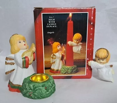 Vintage Christmas Angel Candle Climber Hugger Candlestick Holder Porcelain Bisqu • $23.85