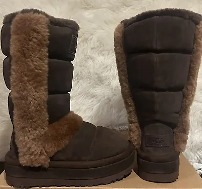 New Womens Size 7 Burnt Cedar Ugg Classic Chillapeak Tall Suede Boots 1145990 • $199