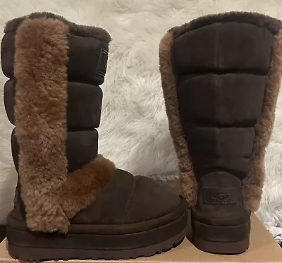 New Womens Size 8  Burnt Cedar Ugg Classic Chillapeak Tall Suede Boots 1145990 • $169.15