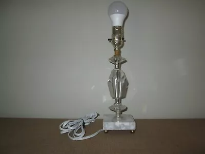 Vintage Clear Lucite Acrylic Table Lamp W/ Footed Marble Base 12  Tall *TESTED • $20.95