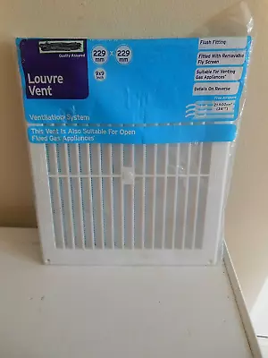 BNIB HOMEBASE WHITE LOUVRE VENT 9X9'' (229mm X 229 Mm) FLUSH FIT +FLY SCREEN • £2.99