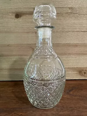 Vintage Princess House Glass Liquor Decanter  Diamond Cut Crown Grape W/ Stopper • $15