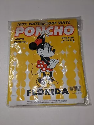 Vintage Disney World Yellow Minnie Mouse Rain Poncho - Youth One Size - NEW! • $11.94
