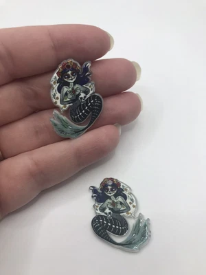£3.25 • Buy Skull Mermaid Acrylic Pendant Charms, Halloween, Creepy, Charm For Jewellery