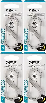 Nite Ize S-Biner Stainless Steel Dual Carabiner #3 - Stainless (4-Pack) • $14.76