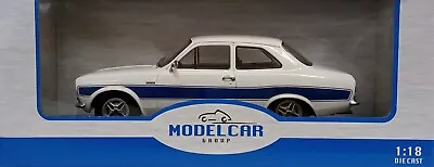 Model Car Group 1/18 Scale - Ford Escort MK1 RS 2000 (1973) White/Blue • £71