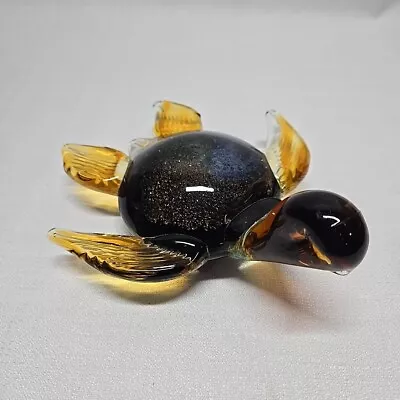 Murano Glass Hand-Blown Amber Sea Turtle Sculpture/Figurine/Paperweight 8.25  • $29.99