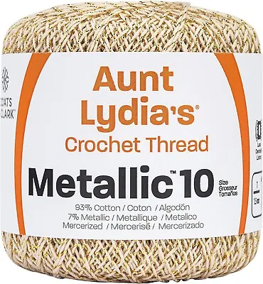 Aunt Lydia's Metallic Crochet Thread Size 10-Natural & Gold 154M-0226G • £10.56