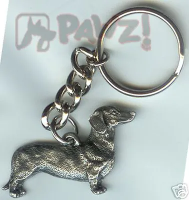 DACHSHUND Smooth Dog Fine Pewter Keychain Key Chain Ring Fob • $11.99