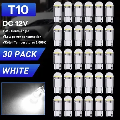 30PCS LED License Plate Interior Light Bulb Super T10 194 168 W5W 2825 6000K # • $4.59