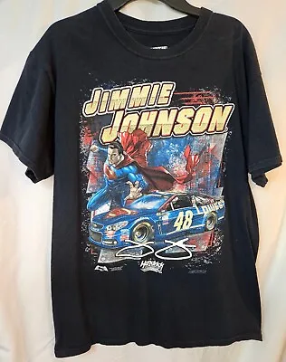Jimmie Johnson 48 Nascar Superman Shirt M Black Short Sleeve Crewneck Graphic Sd • $17