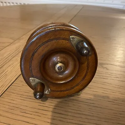 S Allcock & Co Redditch England - Antique Wood And Brass Fishing Reel  Stunning • $49.80