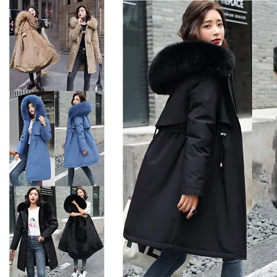 £27.54 • Buy UK Women's Parka Hooded Fleece Padded Winter Warm Coat Ladies Fur Jacket Outwear