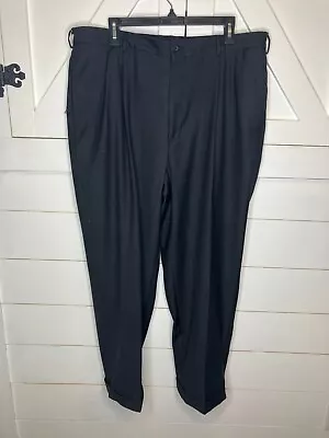 J Farrar Mens Dress Pants Pleated Cuffed Poly Charcoal 38 X 29 • $9.99