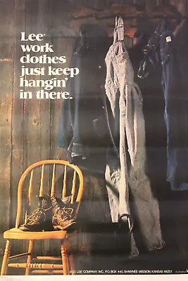 1970s Rare Old Vintage HD LEE Jeans Poster Advertising 1970s Vintage Denim USA • $69.99