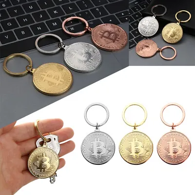 Copper Plated Jewelry Bitcoin Key Chain Collectors Key Ring Commemorative • $7.46