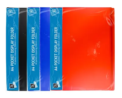 A4 Display Book 20 Pocket 40 Sides Documents Folder Presentation File Portfolio • £2.99