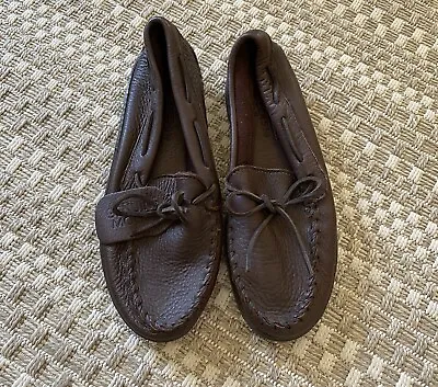 MINNETONKA 892 Moosehide Classic Moose Leather Moccasins Hardsole Loafers 8 • $60