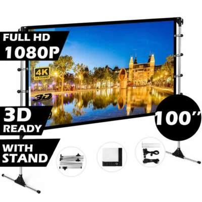 $95.99 • Buy Projector Screen With Stand 100 Inch Outdoor Indoor Movie Projection Screen 16:9