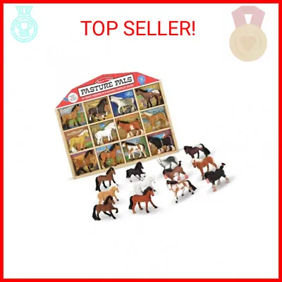 Melissa & Doug Pasture Pals - 12 Collectible Horses With Wooden Barn-Shaped Crat • $33.52