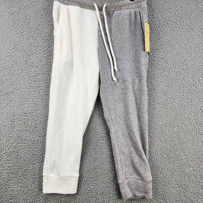 $32 • Buy Vintage Havana Hacci Ribbed Cropped Pants Women's Small Gray/White Drawstring~
