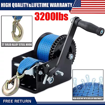 3200lbs Hand Cable Winch Boat Trailer Auto Towing Truck Marine Steel Heavy Duty • $44.99