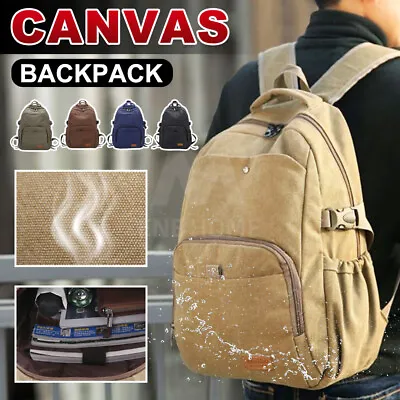 $29.95 • Buy Vintage Durable Canvas Backpack Rucksack Laptop Notebook School Travel Unisex