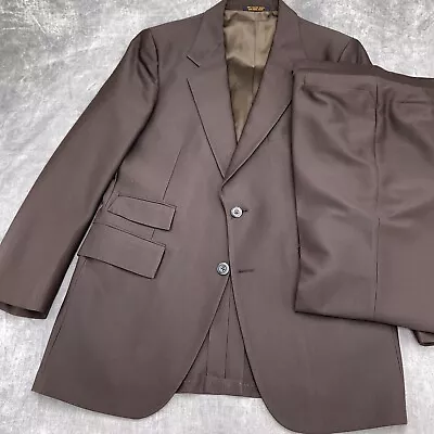 Unbranded Suit Men 42R/32W X 30L Brown Polyester Knit Flare 70s USA VTG 2pc • $65.97