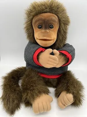 Monkey Hand Puppet Chimp Chimpanzee Vintage 1994 Gray Sweater Cafe Hosung • $14.90