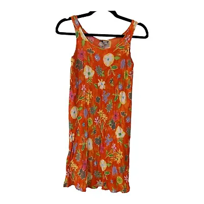 Vintage ANTONIO MORENO MIAMI Sleeveless Floral Crinkle Material Orange Sz S/M • $35