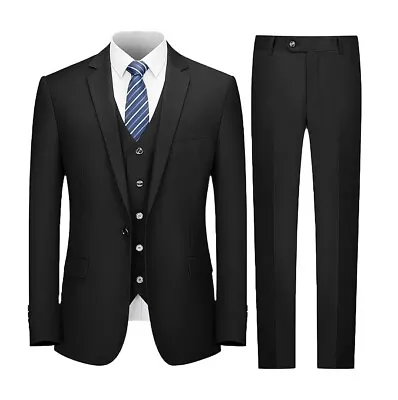 Cooper & Nelson Men's Suit Slim Fit One Button Jacket 3 Pc Suit Set With Tie • $79.99