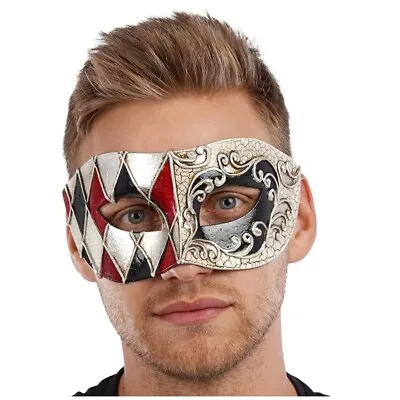 £8.99 • Buy Red Black Venetian Eye Mask Masquerade Horror Fancy Dress Costume Halloween Mask
