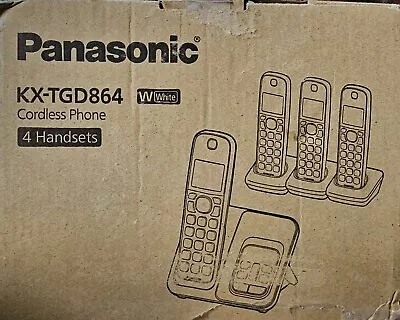 Panasonic Expandable Cordless Phone System W/ Answering & 4 Handsets KX-TGD864W • $49.99