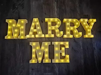 Light Up Marry Me Sign LED Marquee Letter Wedding Sign (Total Of 7 Letters). • $40