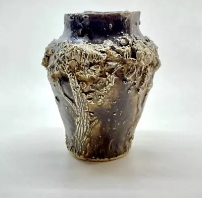 Unique Vintage Textured Vase With Tree Sculpture Mid Century Modern MCM • $26.60