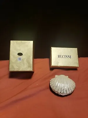 90's Rucinni Trinket Box  Swarovski Crystals  Clam Oyster Shell W/Box Seashell • $35