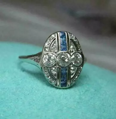 Vintage Art Deco 3 Ct Round Cut Lab Created Diamond Three Stone Engagement Rings • $298.84