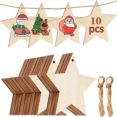 £3.21 • Buy 10Pcs Wooden Stars Laser Cut MDF Blank Embellishments Craft Decorations Shapes