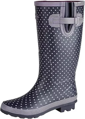 £19.95 • Buy StormWells Ladies Girls Wide Calf Wellies Purple  Spotty Size UK Adults 5