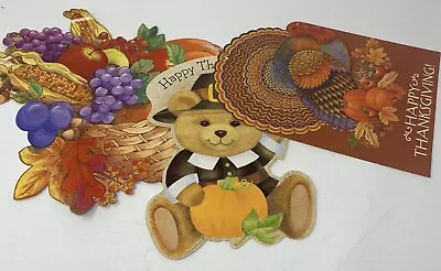 Thanksgiving Die Cut Outs By Hallmark Turkey Teddy Bear Cornucopia Lot Vintage  • $20.90