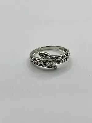 9ct 9K White Gold Ladies Snake Ring With Diamonds. Size O1/2. Brand New • £232.46