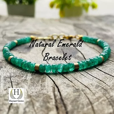 Natural AAA+ Quality Emerald Beaded Bracelet Zambian Emerald Beads Bracelet • $32.23